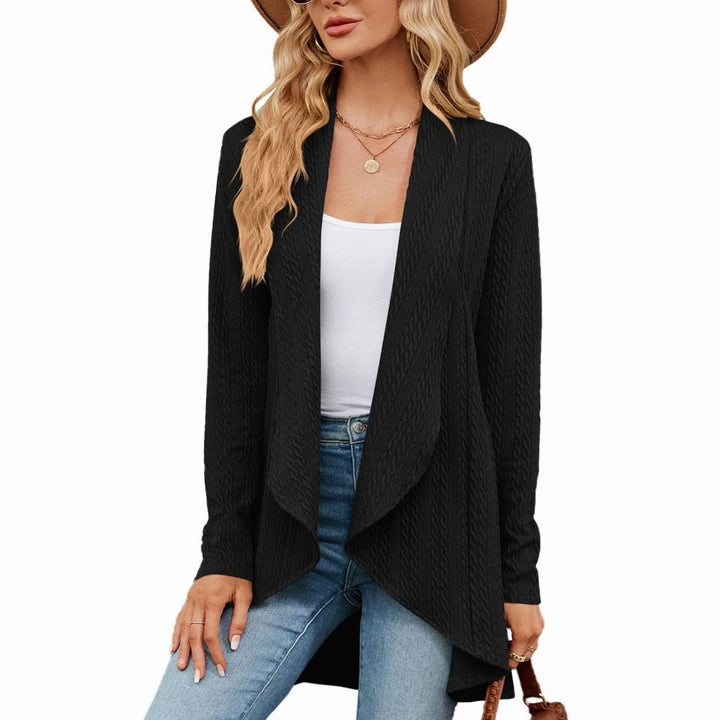 Women's Oversized Knit Cardigan Open-Front Draped Long-Sleeve Jacket