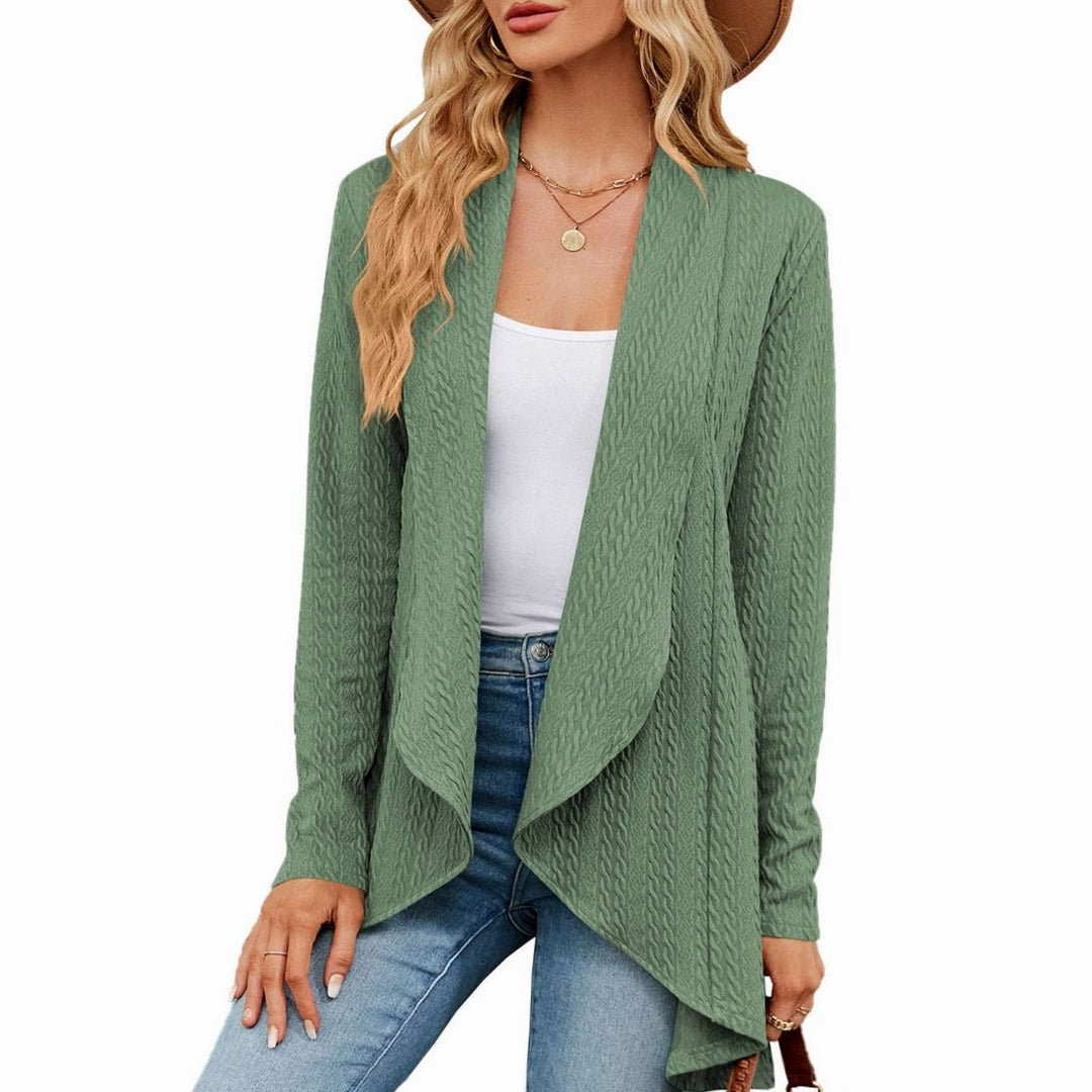 Women's Oversized Knit Cardigan Open-Front Draped Long-Sleeve Jacket