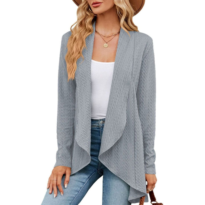 Women's Oversized Knit Cardigan Open-Front Draped Long-Sleeve Jacket