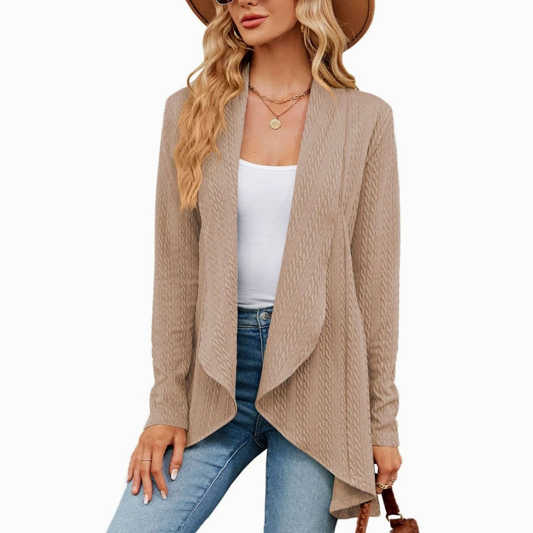 Women's Oversized Knit Cardigan Open-Front Draped Long-Sleeve Jacket