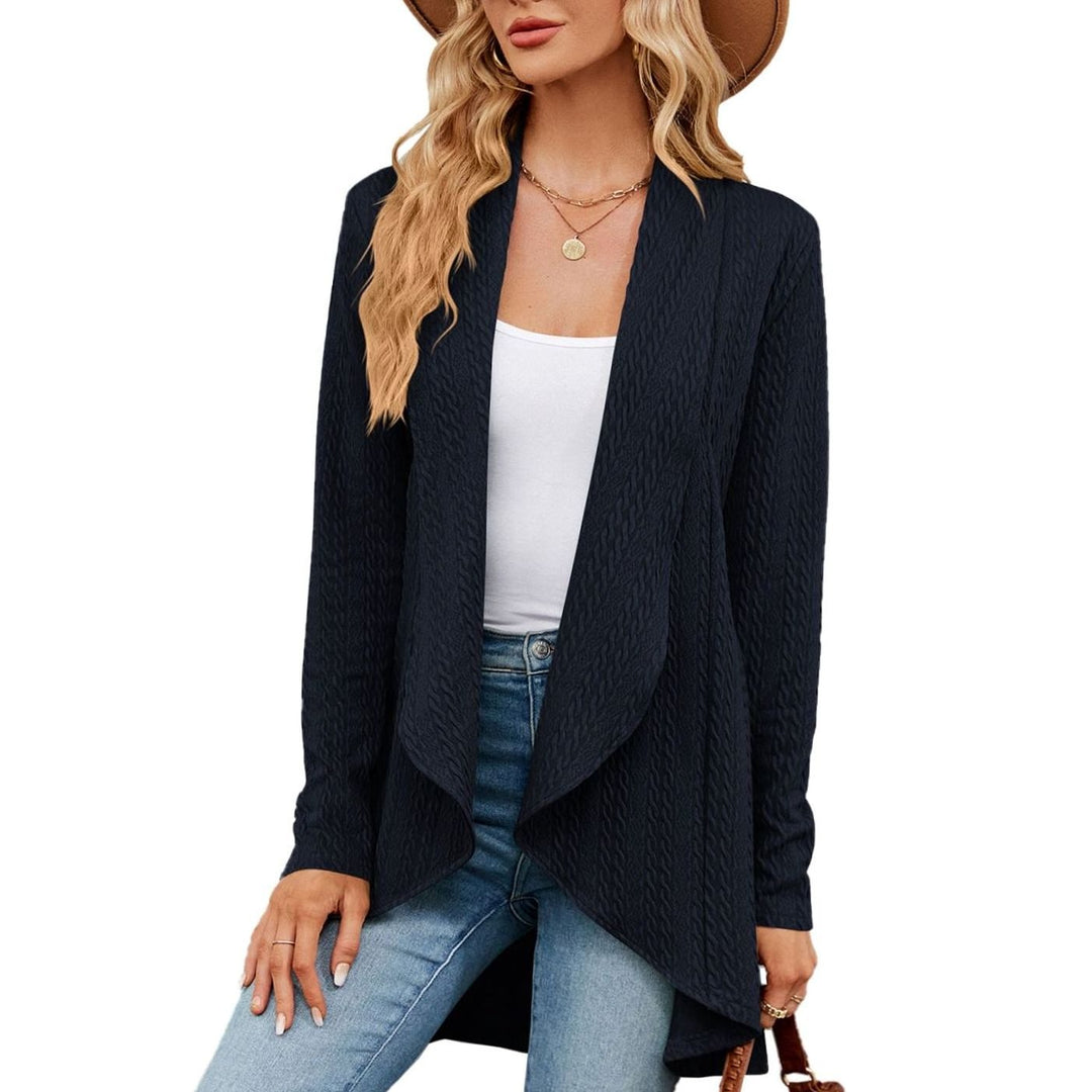 Women's Oversized Knit Cardigan Open-Front Draped Long-Sleeve Jacket
