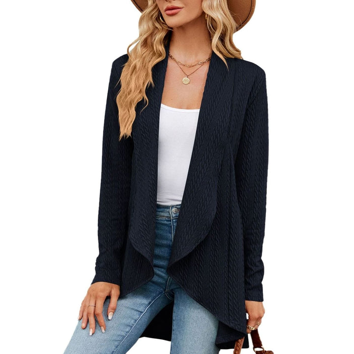 Women's Oversized Knit Cardigan Open-Front Draped Long-Sleeve Jacket