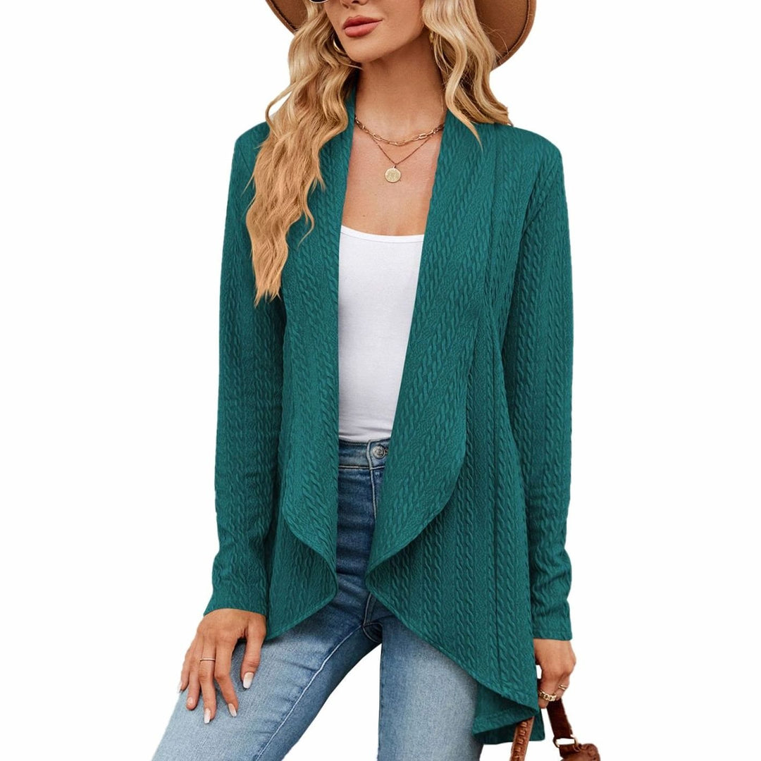 Women's Oversized Knit Cardigan Open-Front Draped Long-Sleeve Jacket