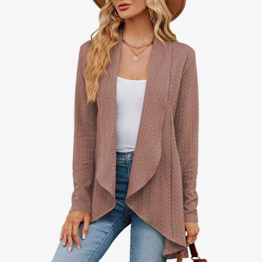 Women's Oversized Knit Cardigan Open-Front Draped Long-Sleeve Jacket