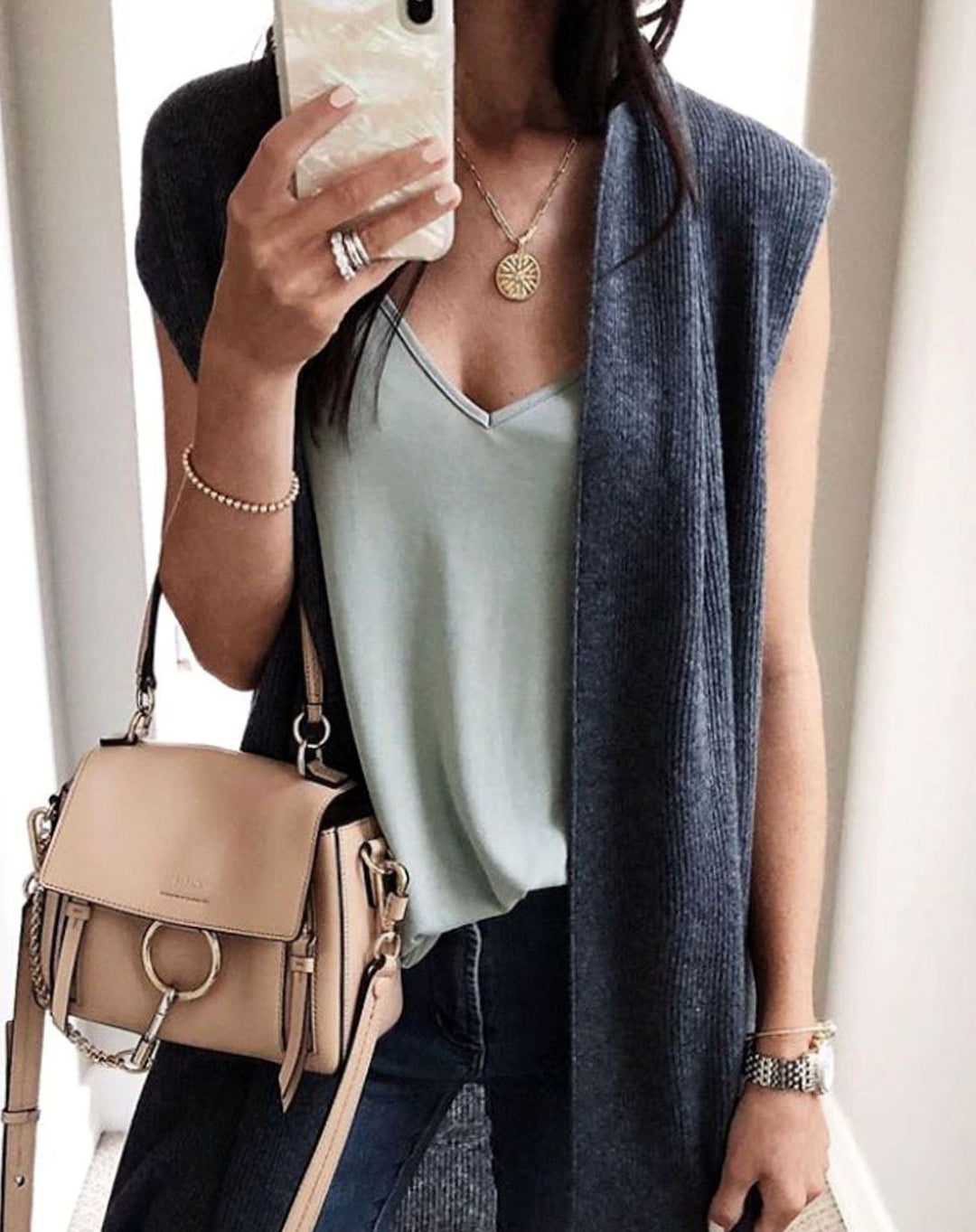 Women's Oversized Knit Cardigan Open Front Longline Sleeveless Vest