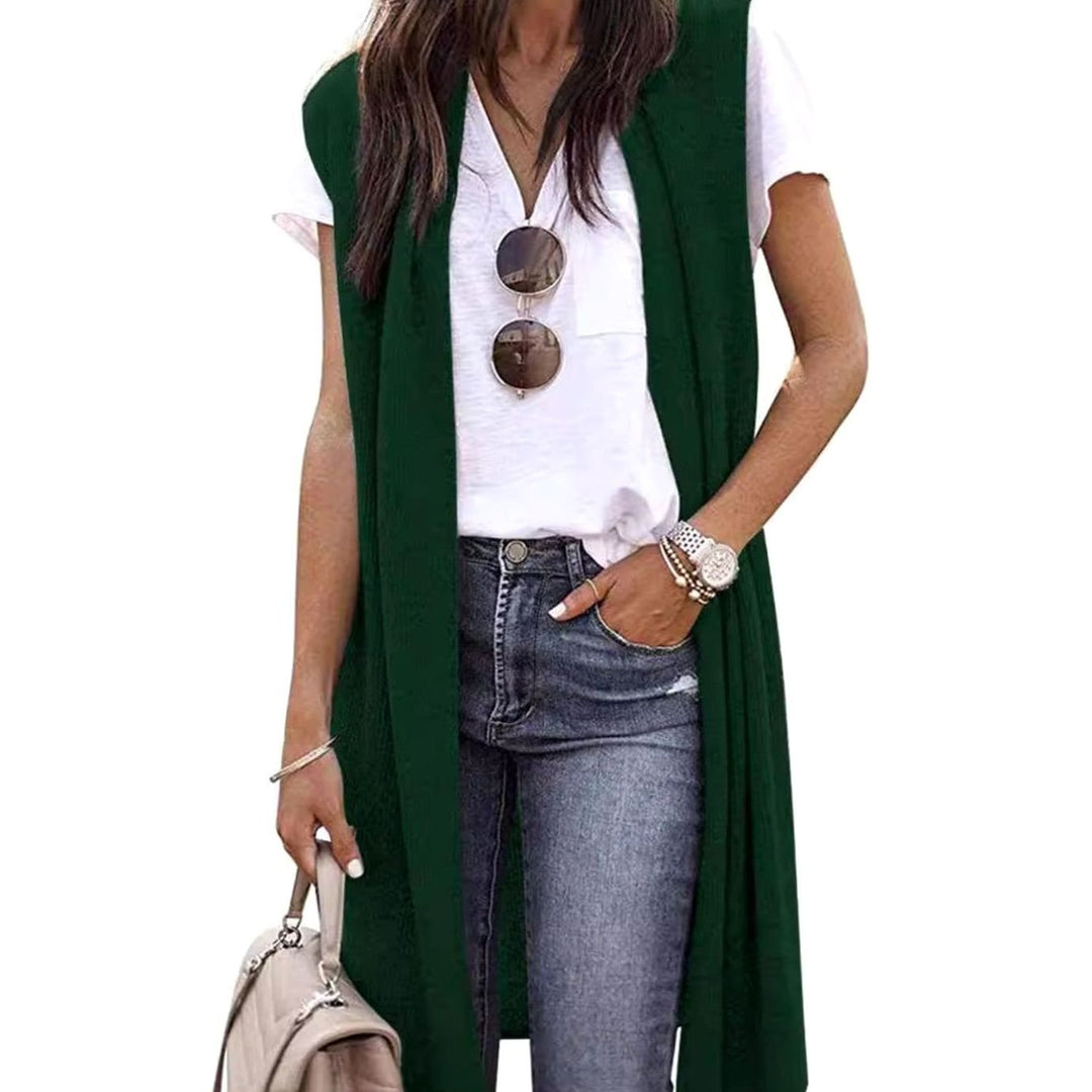 Women's Oversized Knit Cardigan Open Front Longline Sleeveless Vest