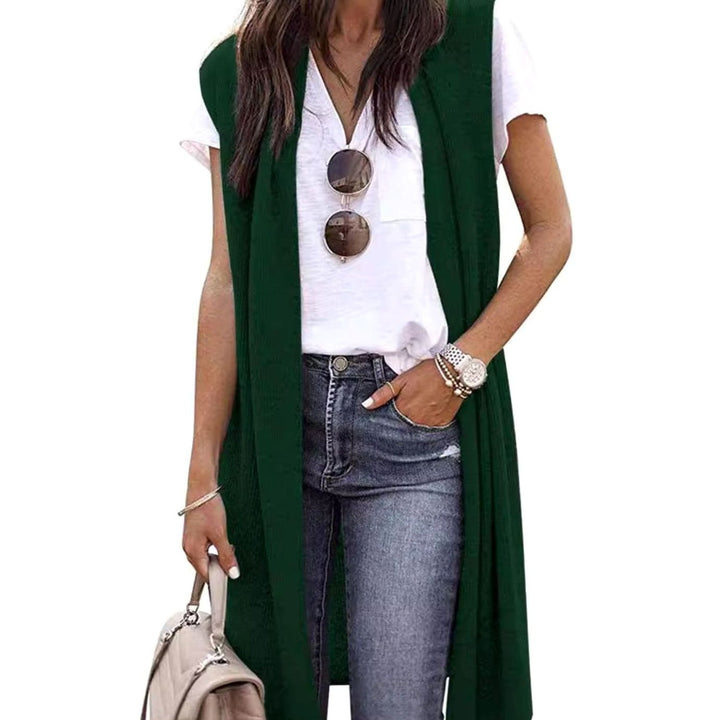 Women's Oversized Knit Cardigan Open Front Longline Sleeveless Vest