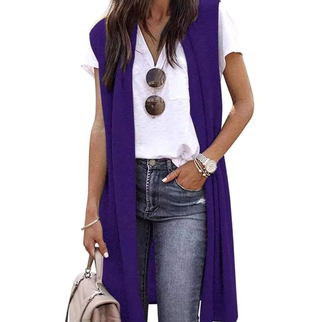 Women's Oversized Knit Cardigan Open Front Longline Sleeveless Vest