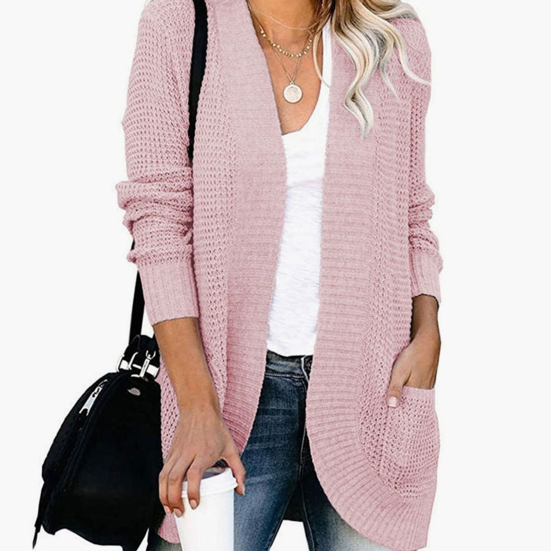 Women's Oversized Knit Cardigan Open-Front Pocket Jumper