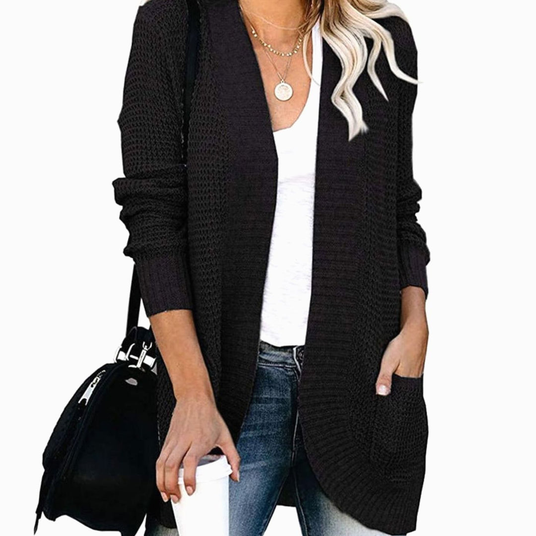 Women's Oversized Knit Cardigan Open-Front Pocket Jumper