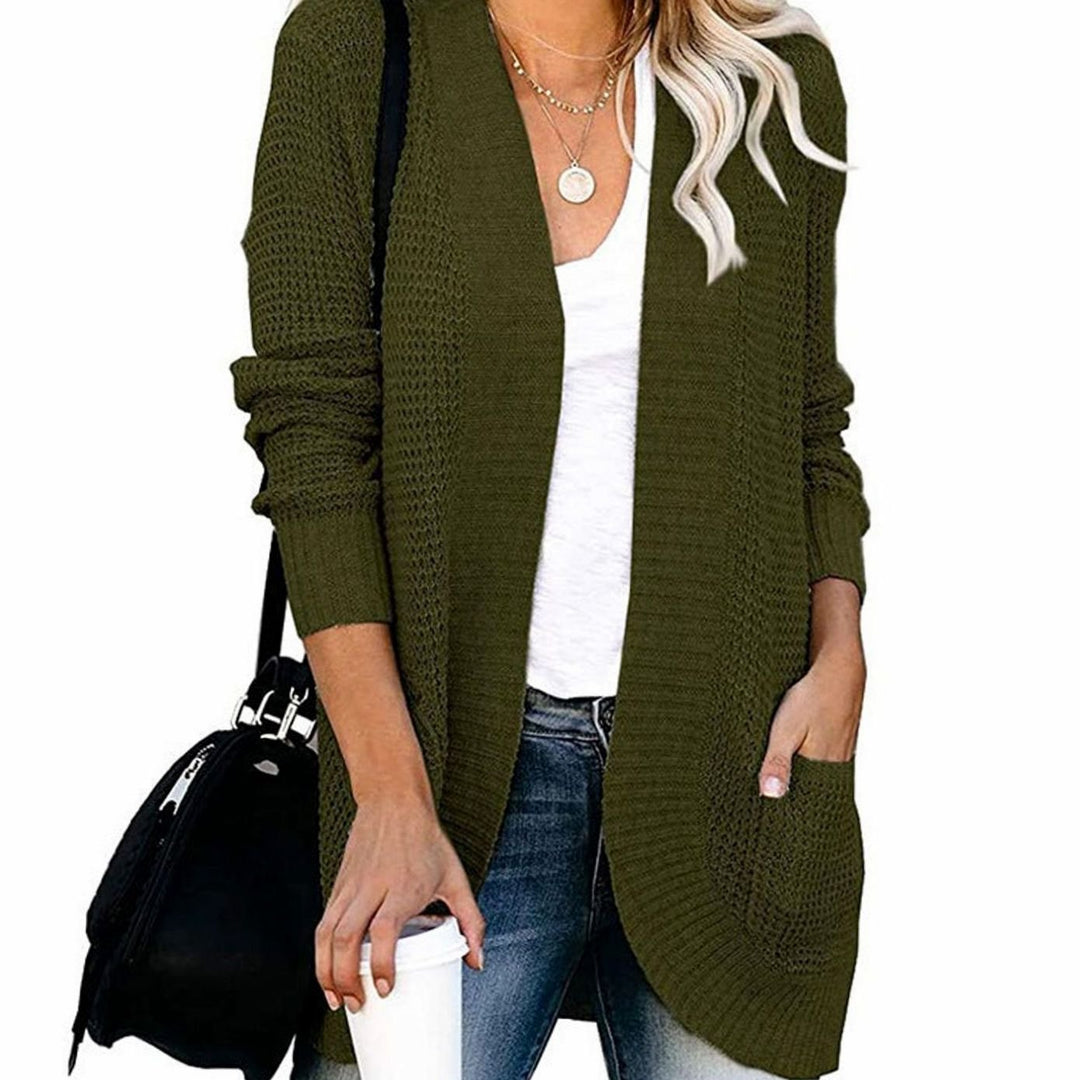 Women's Oversized Knit Cardigan Open-Front Pocket Jumper