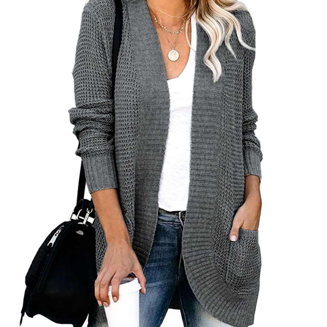 Women's Oversized Knit Cardigan Open-Front Pocket Jumper