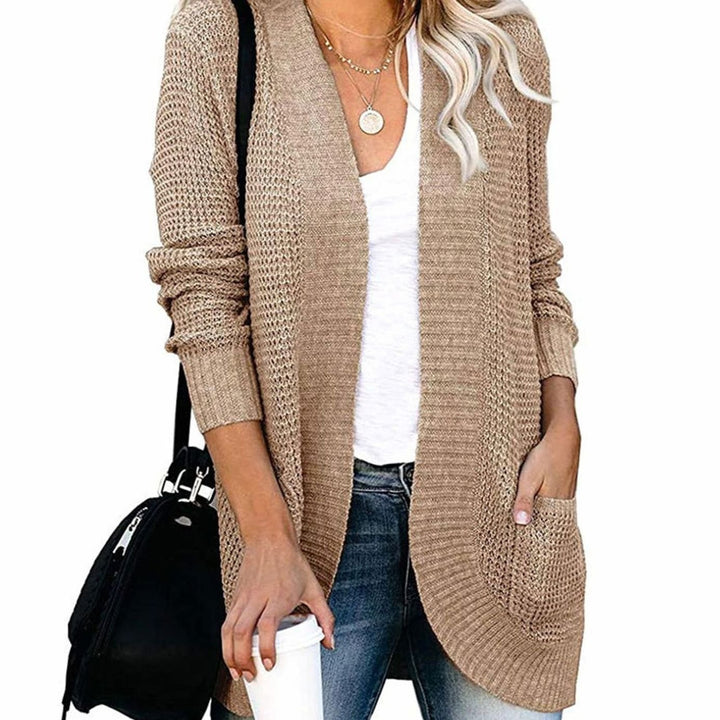 Women's Oversized Knit Cardigan Open-Front Pocket Jumper