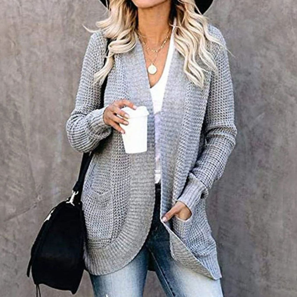 Women's Oversized Knit Cardigan Open-Front Pocket Jumper