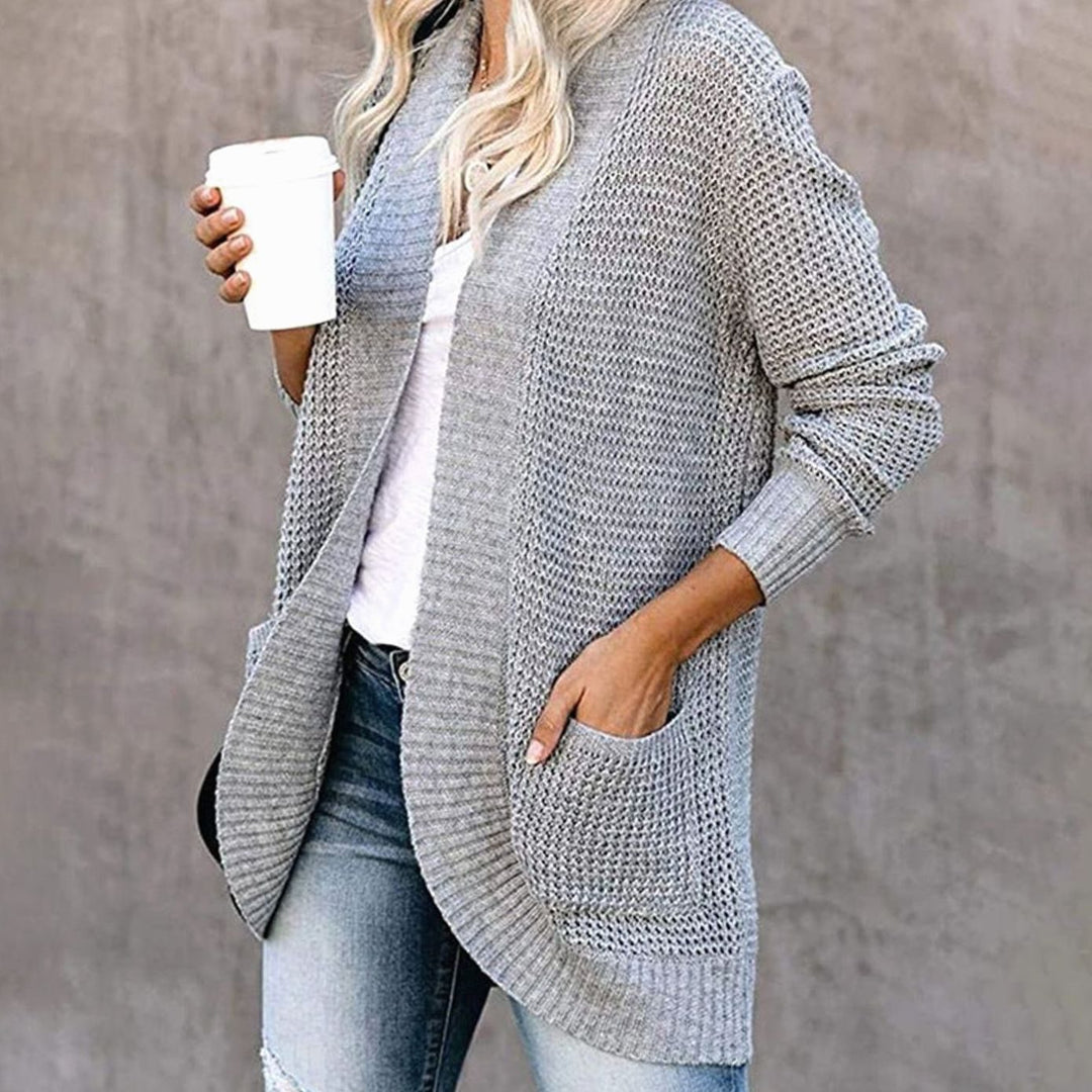 Women's Oversized Knit Cardigan Open-Front Pocket Jumper
