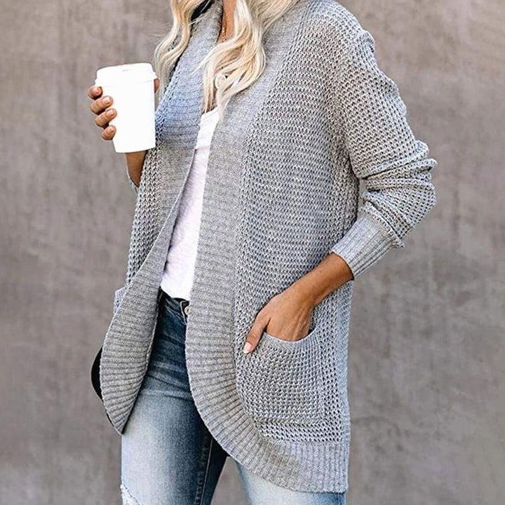 Women's Oversized Knit Cardigan Open-Front Pocket Jumper