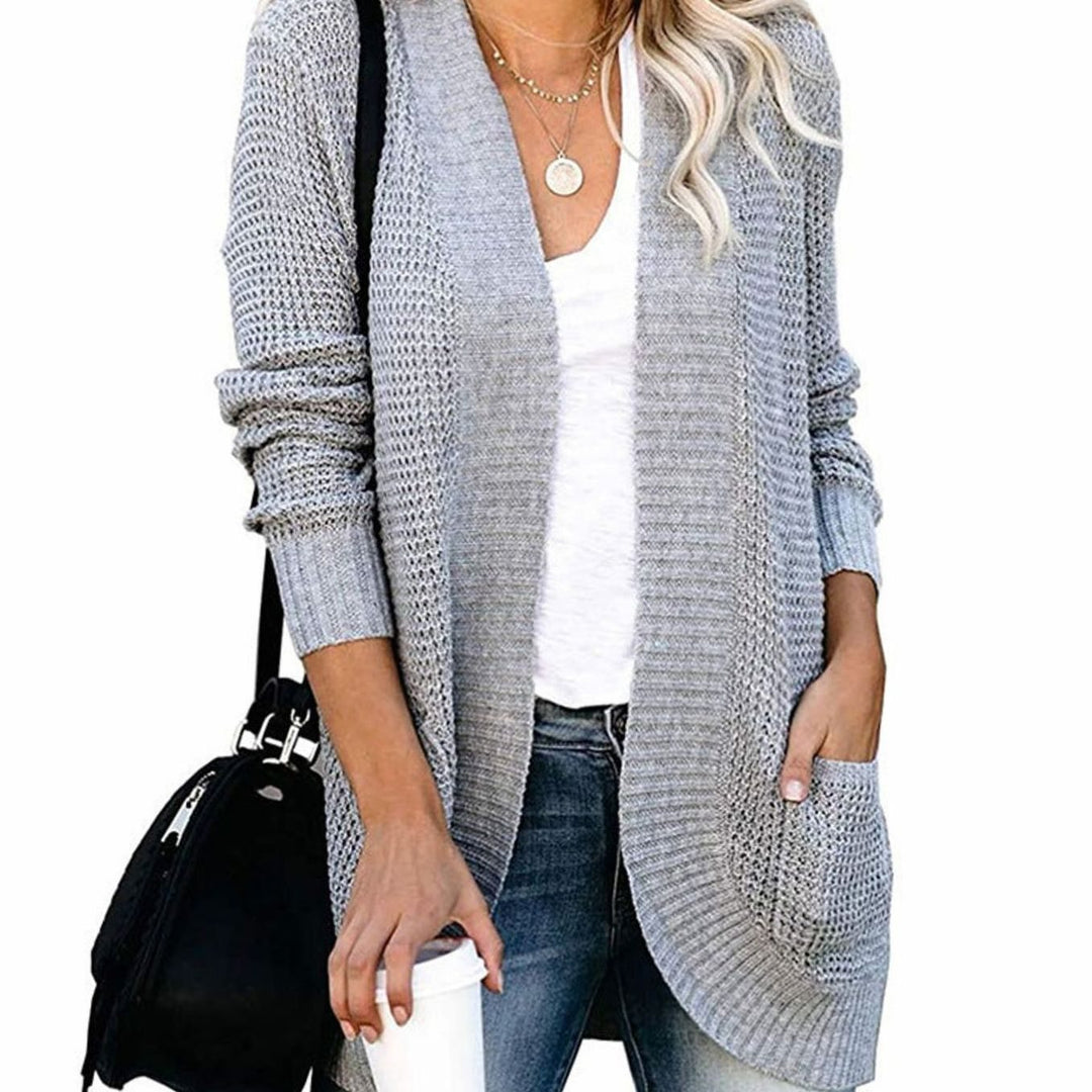 Women's Oversized Knit Cardigan Open-Front Pocket Jumper