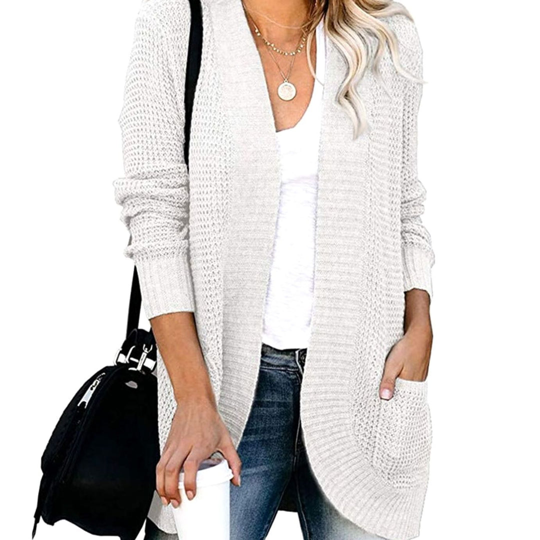 Women's Oversized Knit Cardigan Open-Front Pocket Jumper