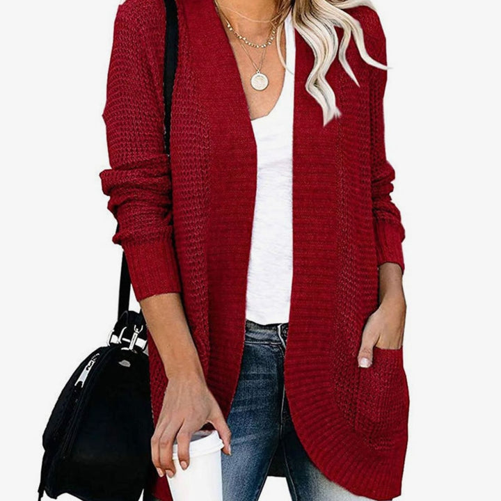 Women's Oversized Knit Cardigan Open-Front Pocket Jumper