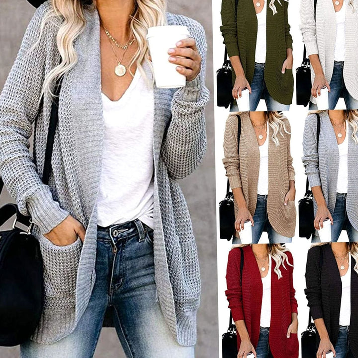 Women's Oversized Knit Cardigan Open Front Pockets