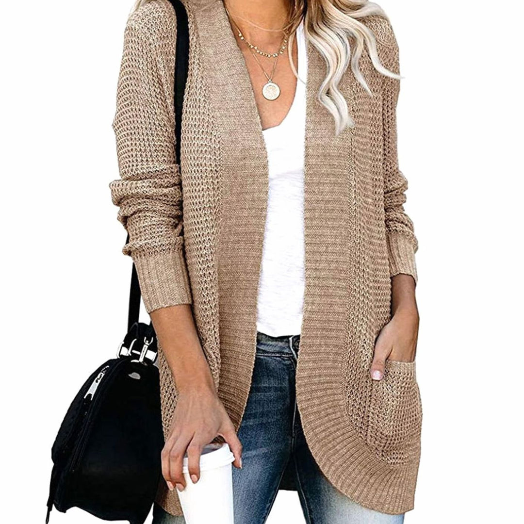 Women's Oversized Knit Cardigan Open Front Pockets