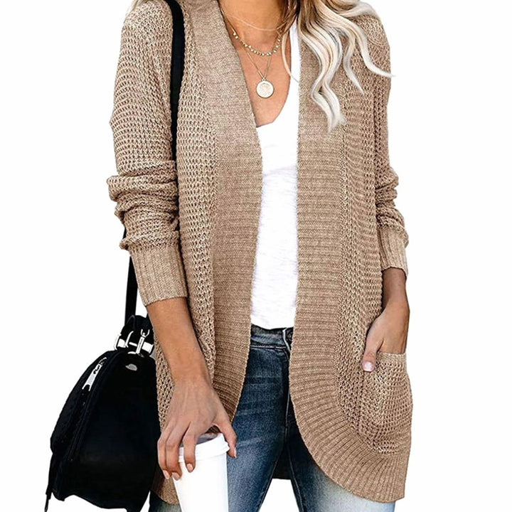 Women's Oversized Knit Cardigan Open Front Pockets