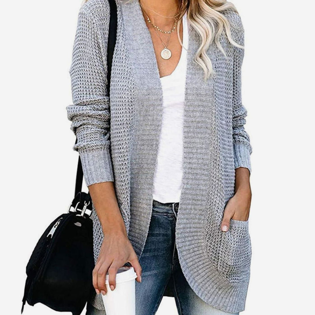 Women's Oversized Knit Cardigan Open Front Pockets