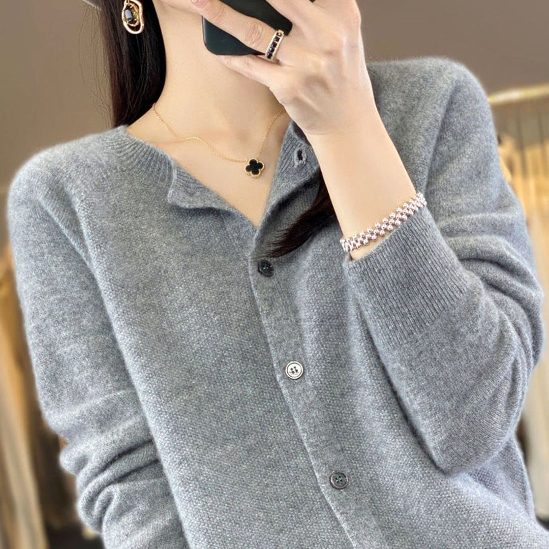 Women's Oversized Knit Cardigan Relaxed-Fit Button-Up Jumper