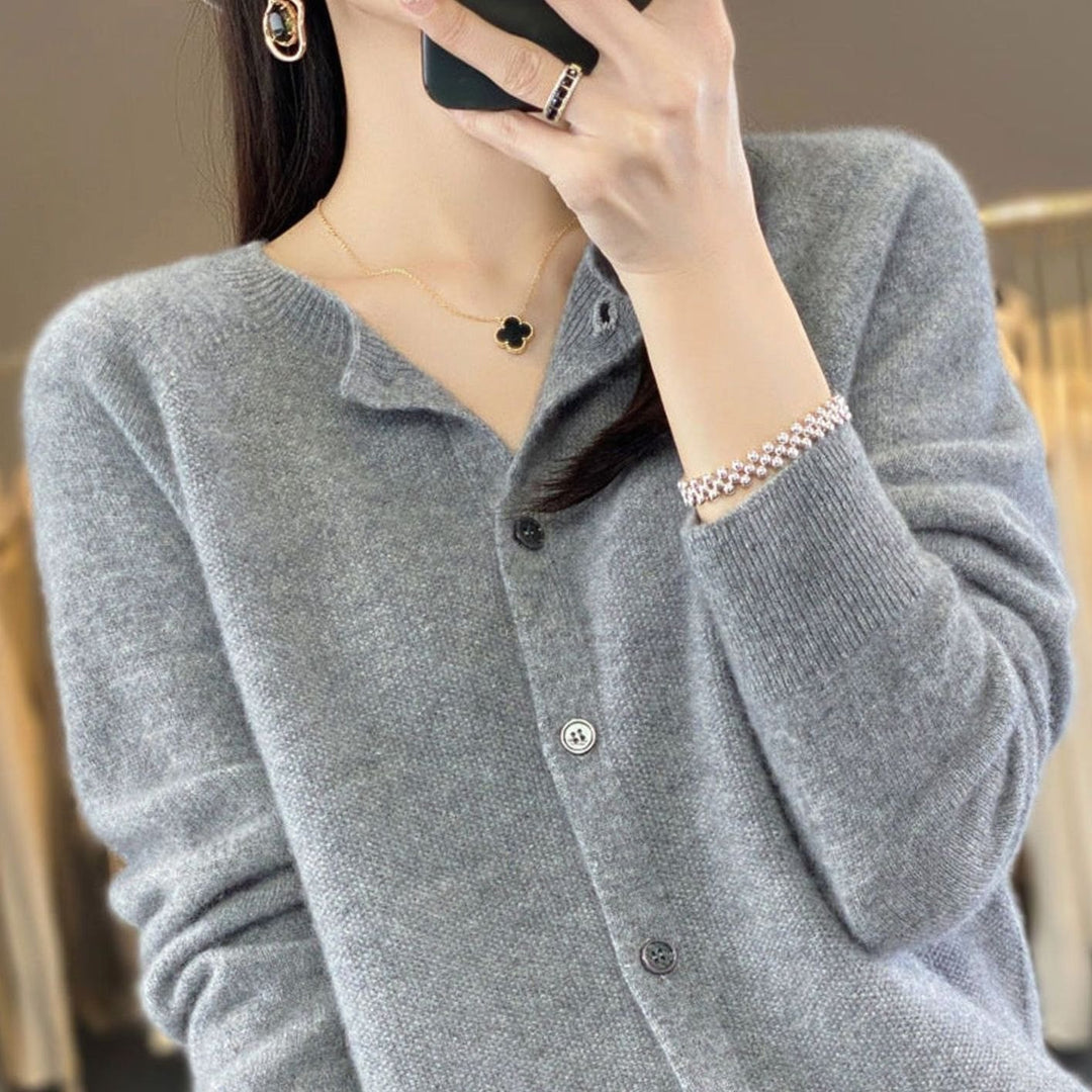 Women's Oversized Knit Cardigan Relaxed-Fit Button-Up Jumper