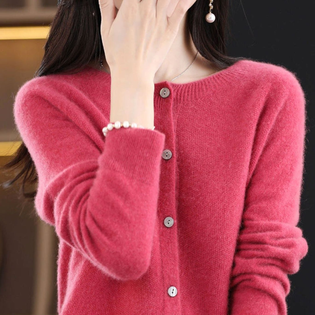 Women's Oversized Knit Cardigan Relaxed-Fit Button-Up Jumper