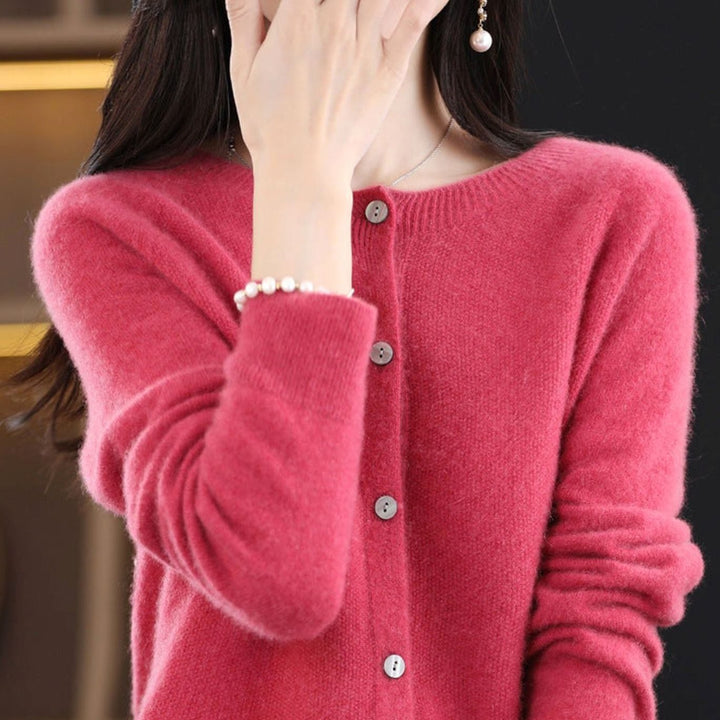 Women's Oversized Knit Cardigan Relaxed-Fit Button-Up Jumper