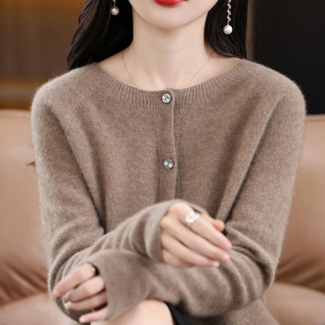 Women's Oversized Knit Cardigan Relaxed-Fit Button-Up Jumper