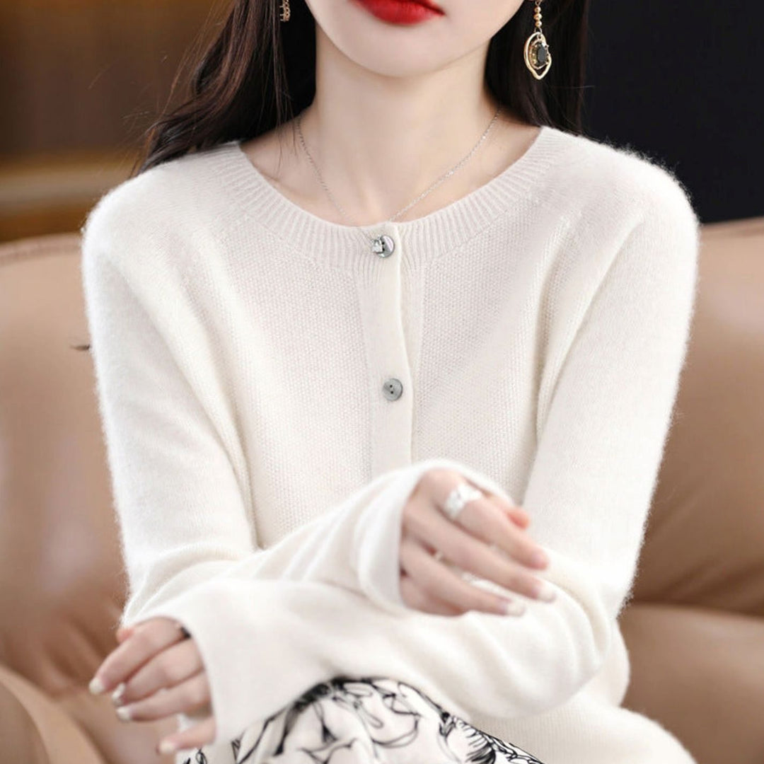 Women's Oversized Knit Cardigan Relaxed-Fit Button-Up Jumper