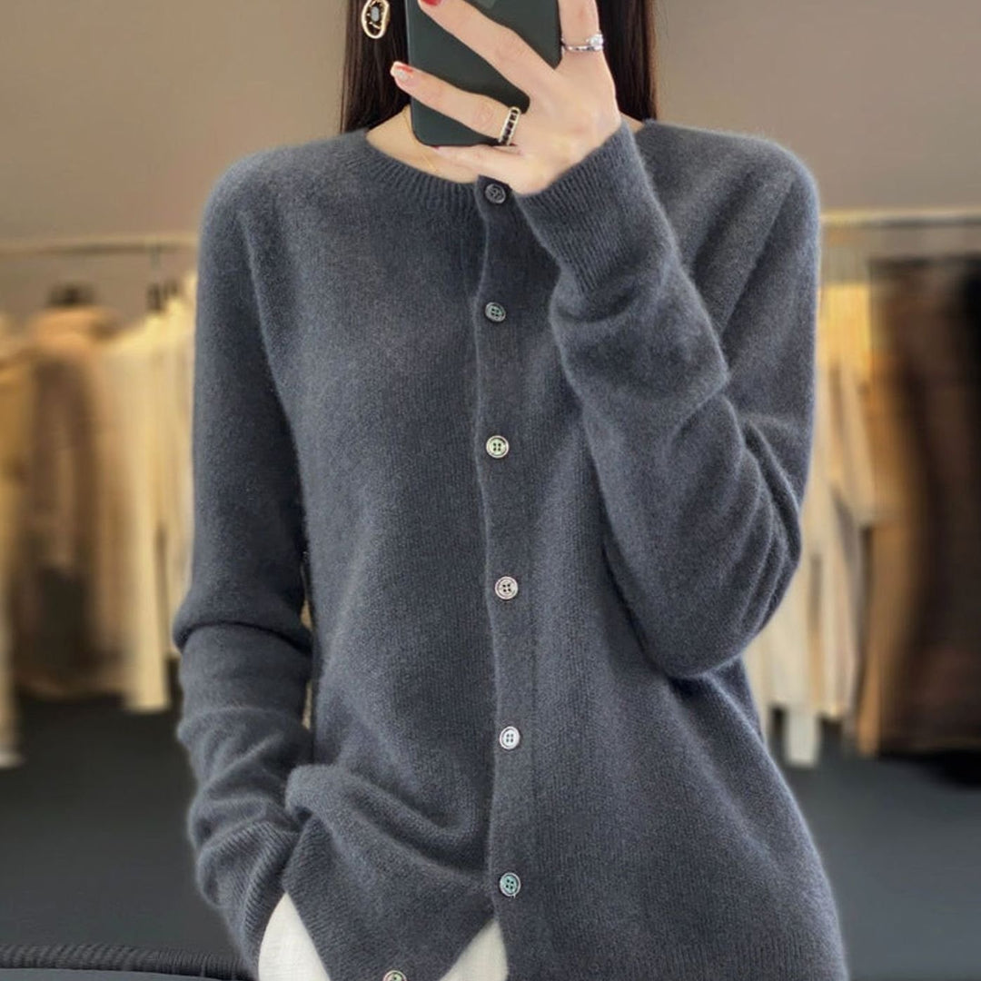 Women's Oversized Knit Cardigan Relaxed-Fit Button-Up Jumper