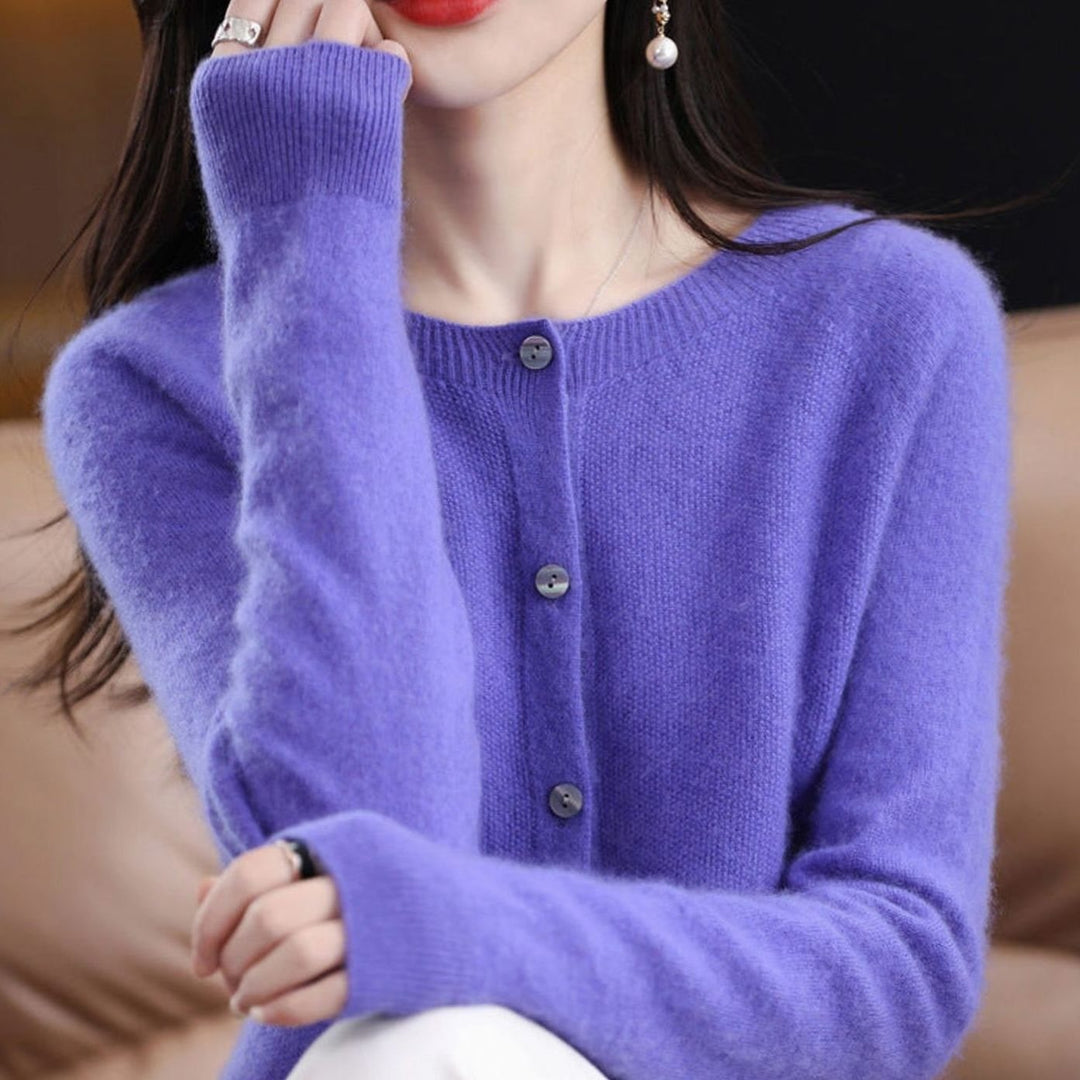 Women's Oversized Knit Cardigan Relaxed-Fit Button-Up Jumper