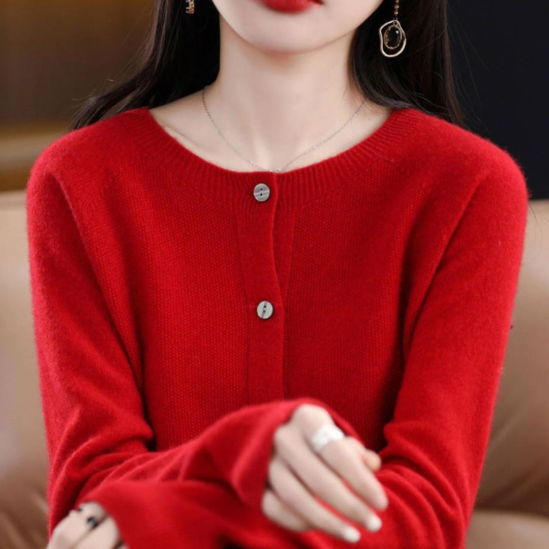 Women's Oversized Knit Cardigan Relaxed-Fit Button-Up Jumper