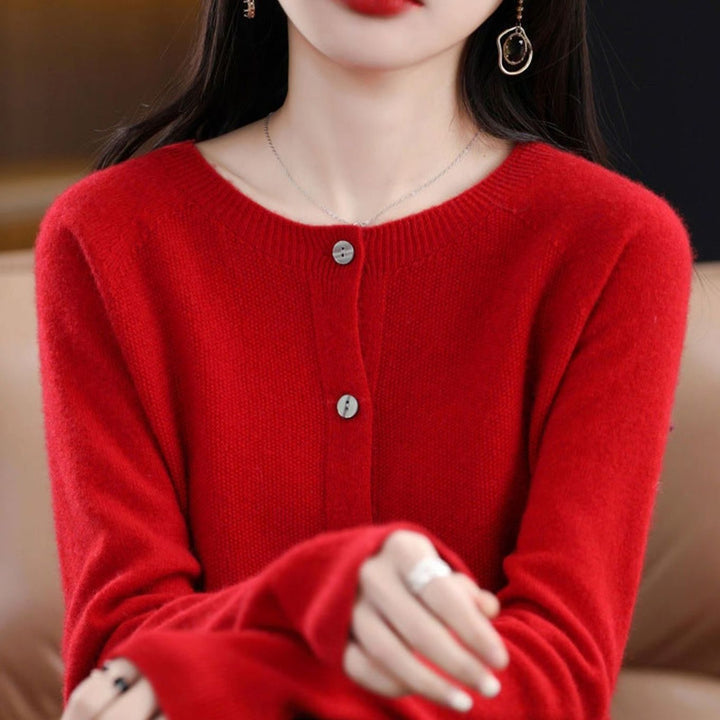Women's Oversized Knit Cardigan Relaxed-Fit Button-Up Jumper