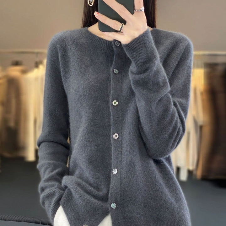 Women's Oversized Knit Cardigan Relaxed-Fit Button-Up Jumper