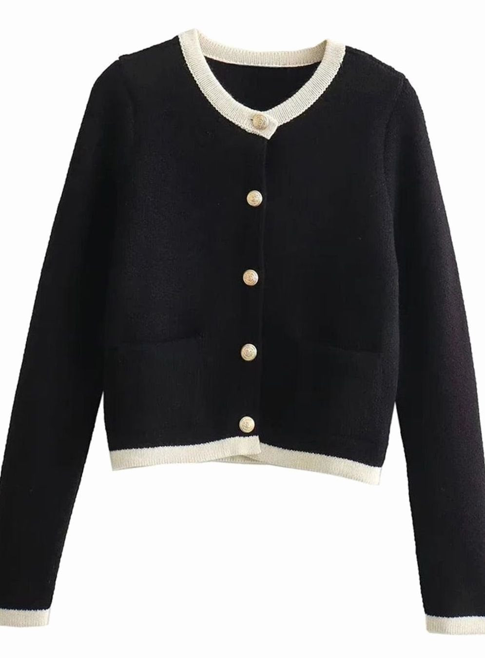 Women's Oversized Knit Cardigan Round Neck Pearl Button