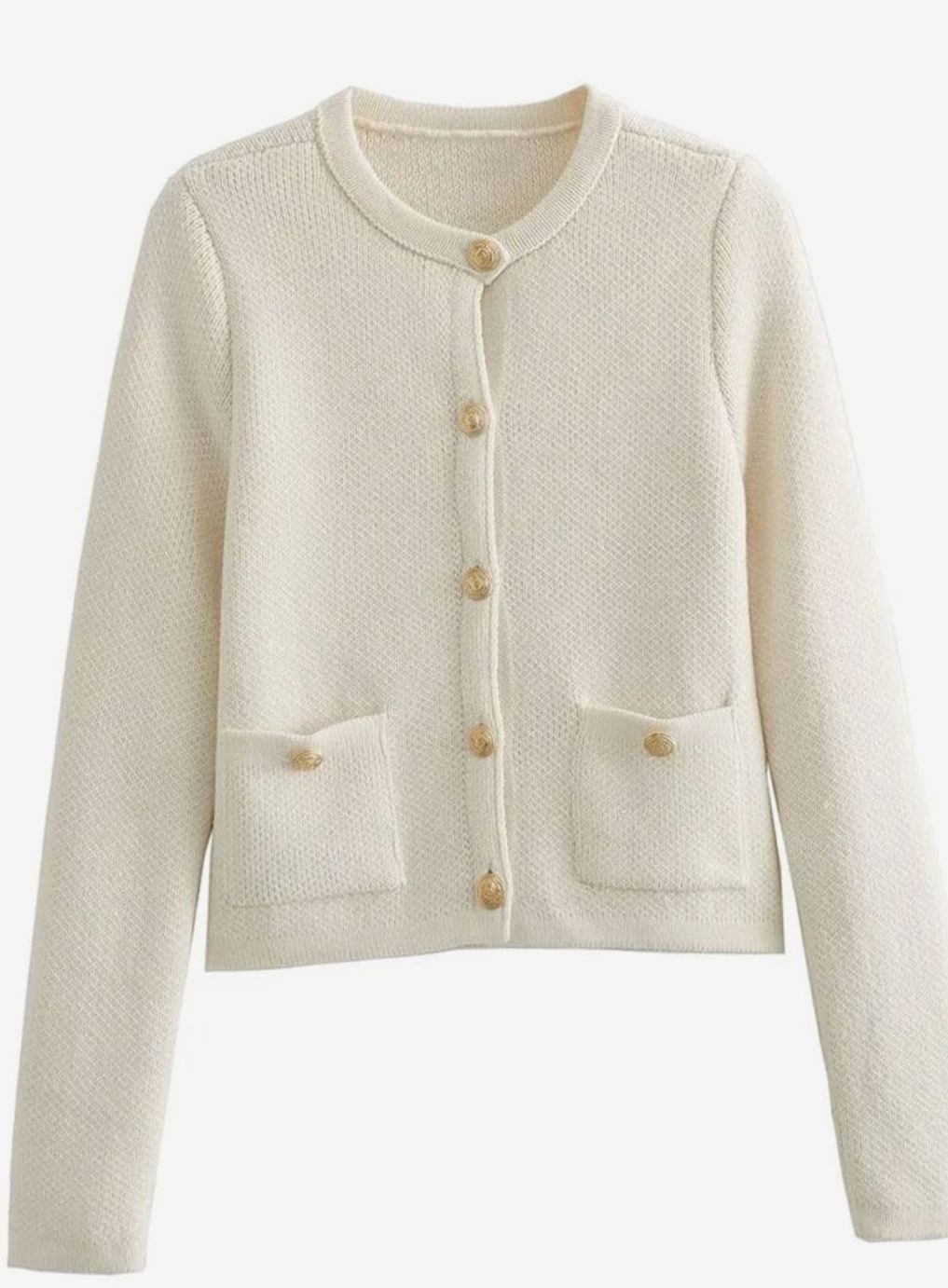Women's Oversized Knit Cardigan Round Neck Pearl Button