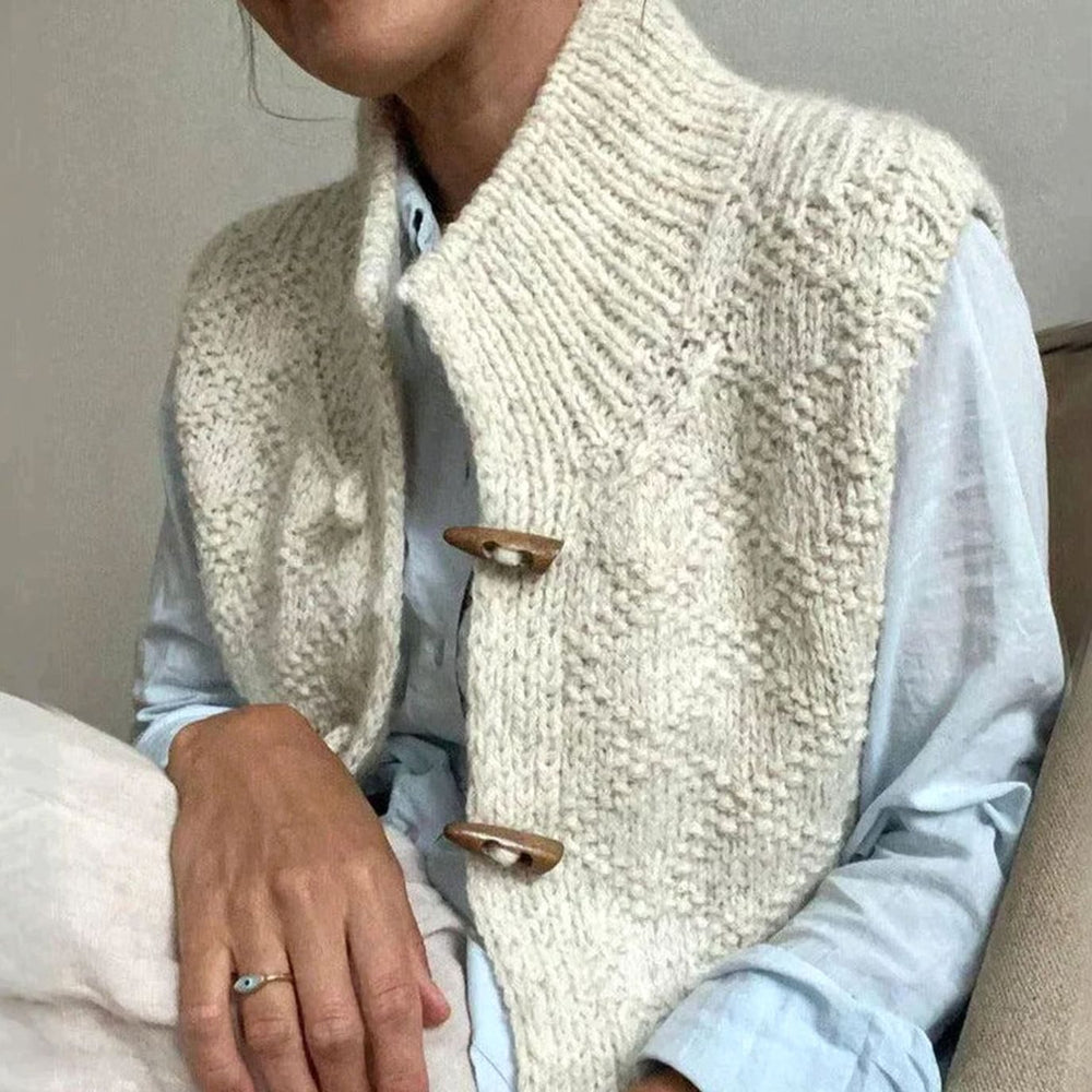 Women's Oversized Knit Cardigan Sleeveless Toggle Wool Vest