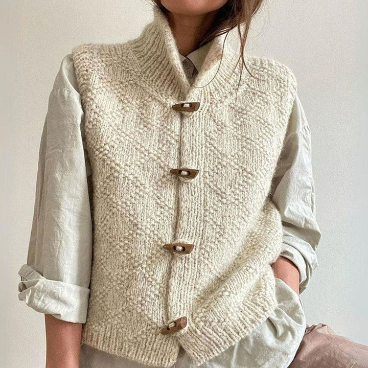 Women's Oversized Knit Cardigan Sleeveless Toggle Wool Vest