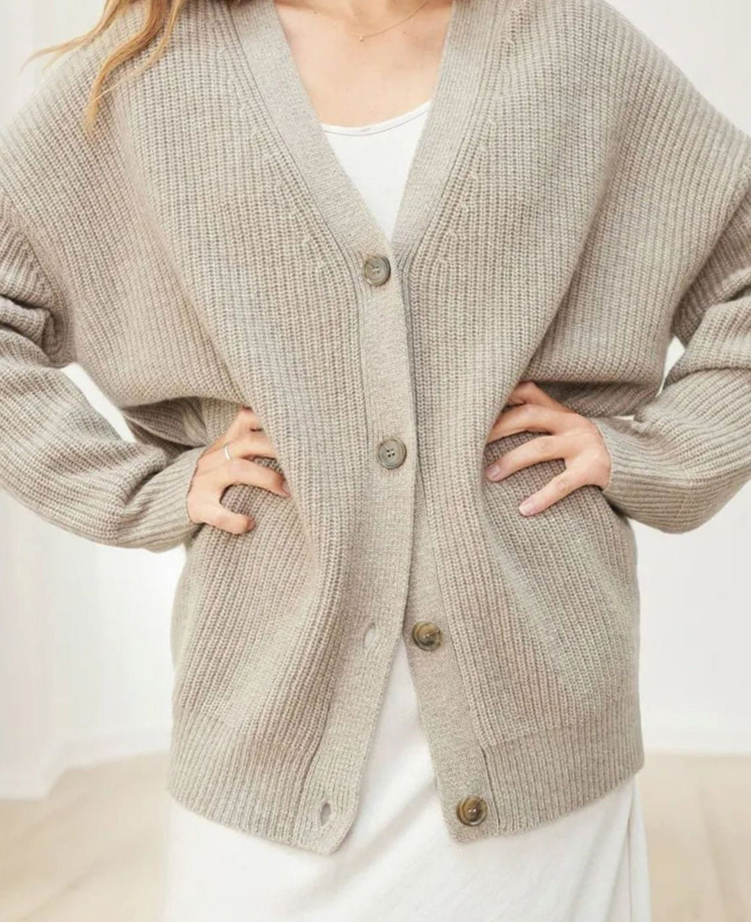 Women's Oversized Knit Cardigan V-Neck Button-Up Loungewear