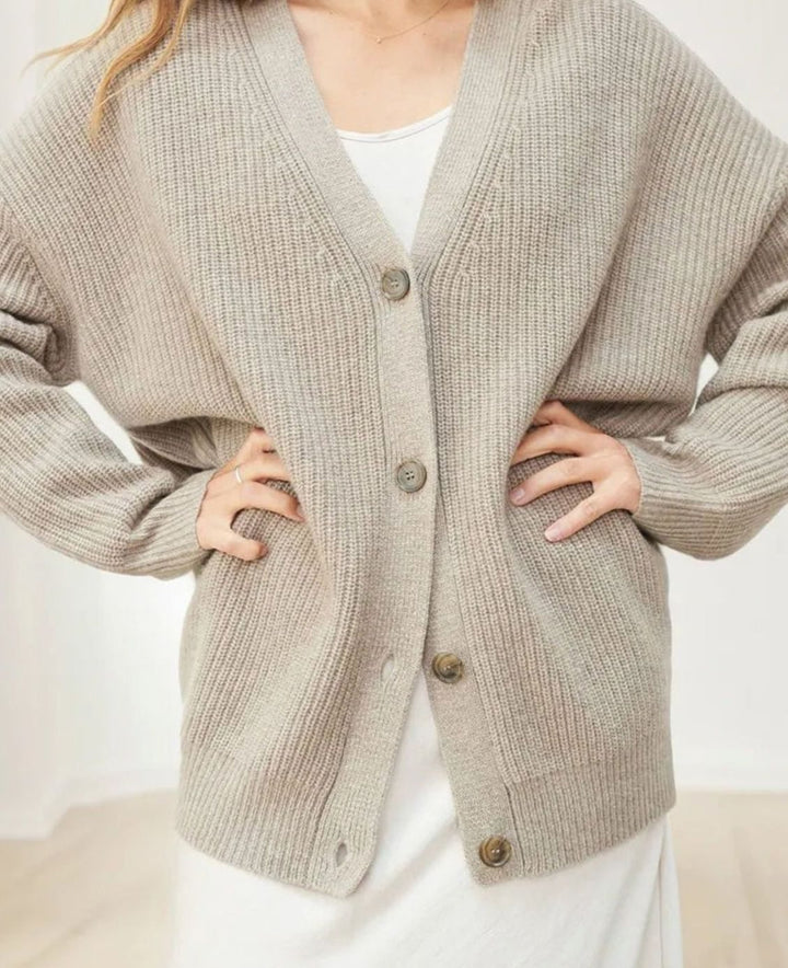 Women's Oversized Knit Cardigan V-Neck Button-Up Loungewear