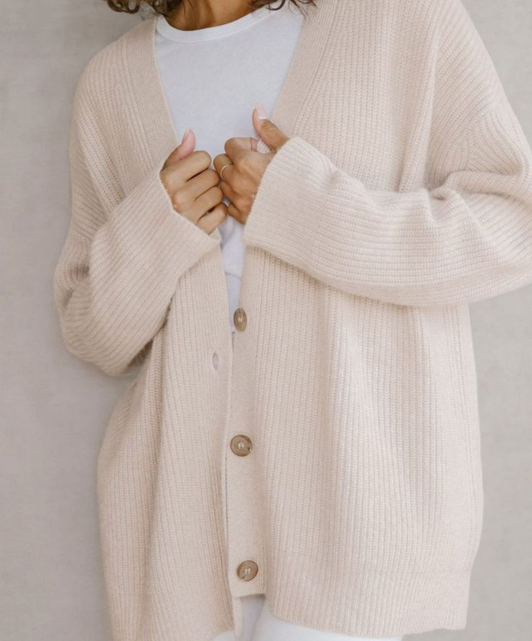 Women's Oversized Knit Cardigan V-Neck Button-Up Loungewear