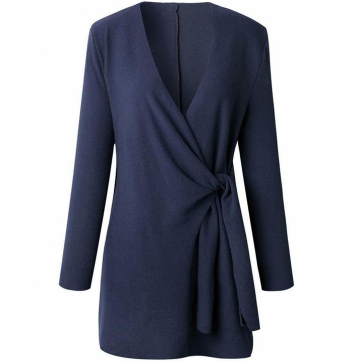 Women's Oversized Knit Cardigan V-Neck Long Sleeve Tie-Waist Wrap Top