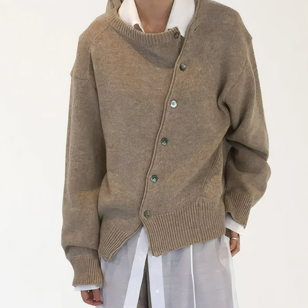 Women's Oversized Knit Cardigan Wrap Asymmetric Button