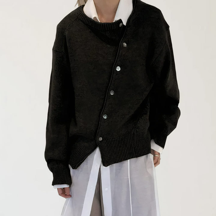 Women's Oversized Knit Cardigan Wrap Asymmetric Button