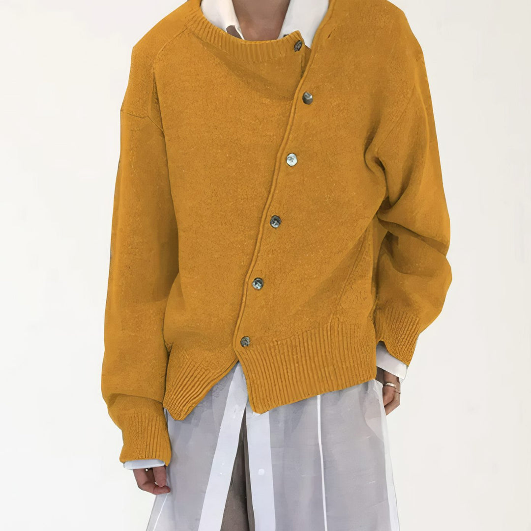 Women's Oversized Knit Cardigan Wrap Asymmetric Button