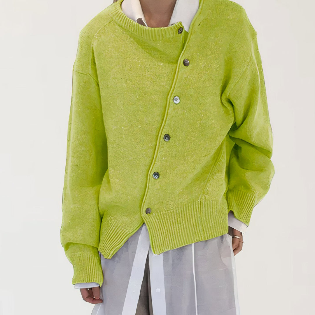 Women's Oversized Knit Cardigan Wrap Asymmetric Button
